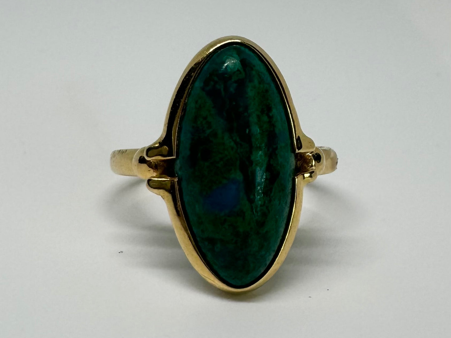 14K gold ring set with Eilat gemstone