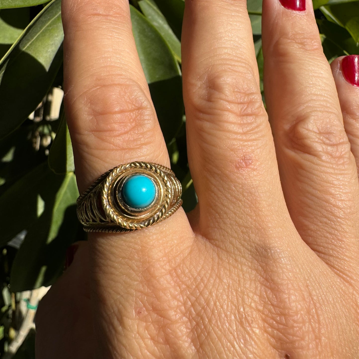 14K gold ring set with Turquoise