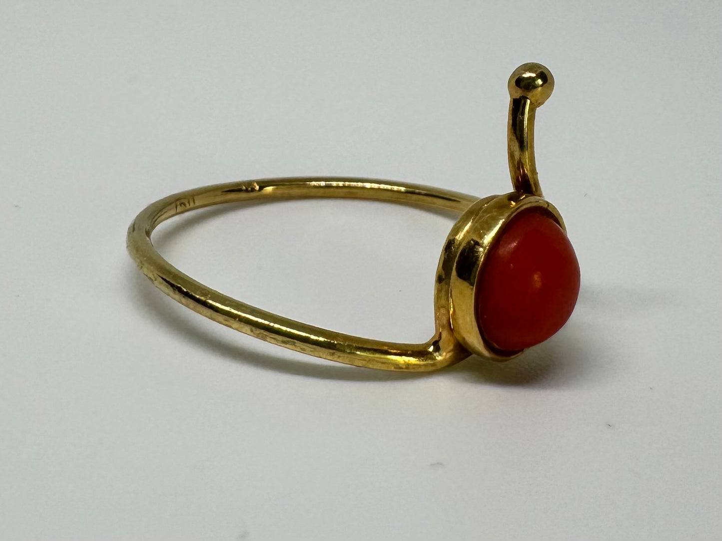 14K gold ring set with Coral