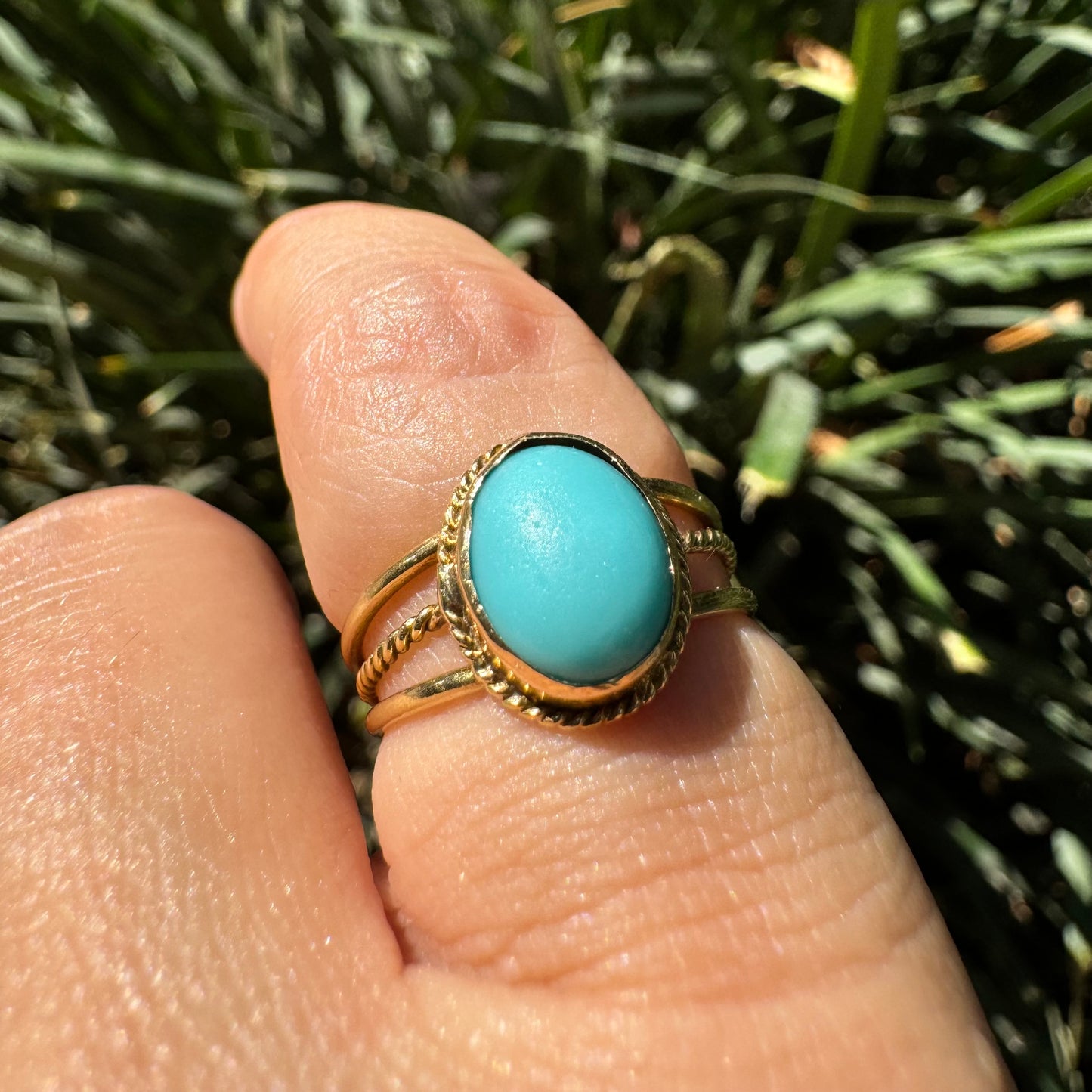 14K gold ring set with Turquoise