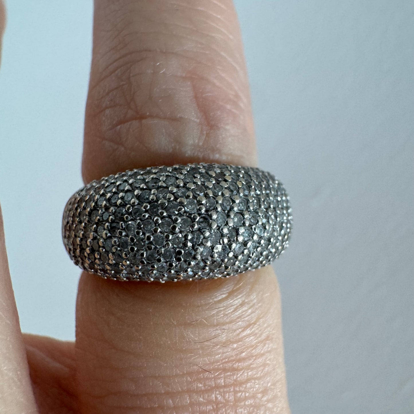 14K gold dome ring fully set with micro pavé Diamonds.