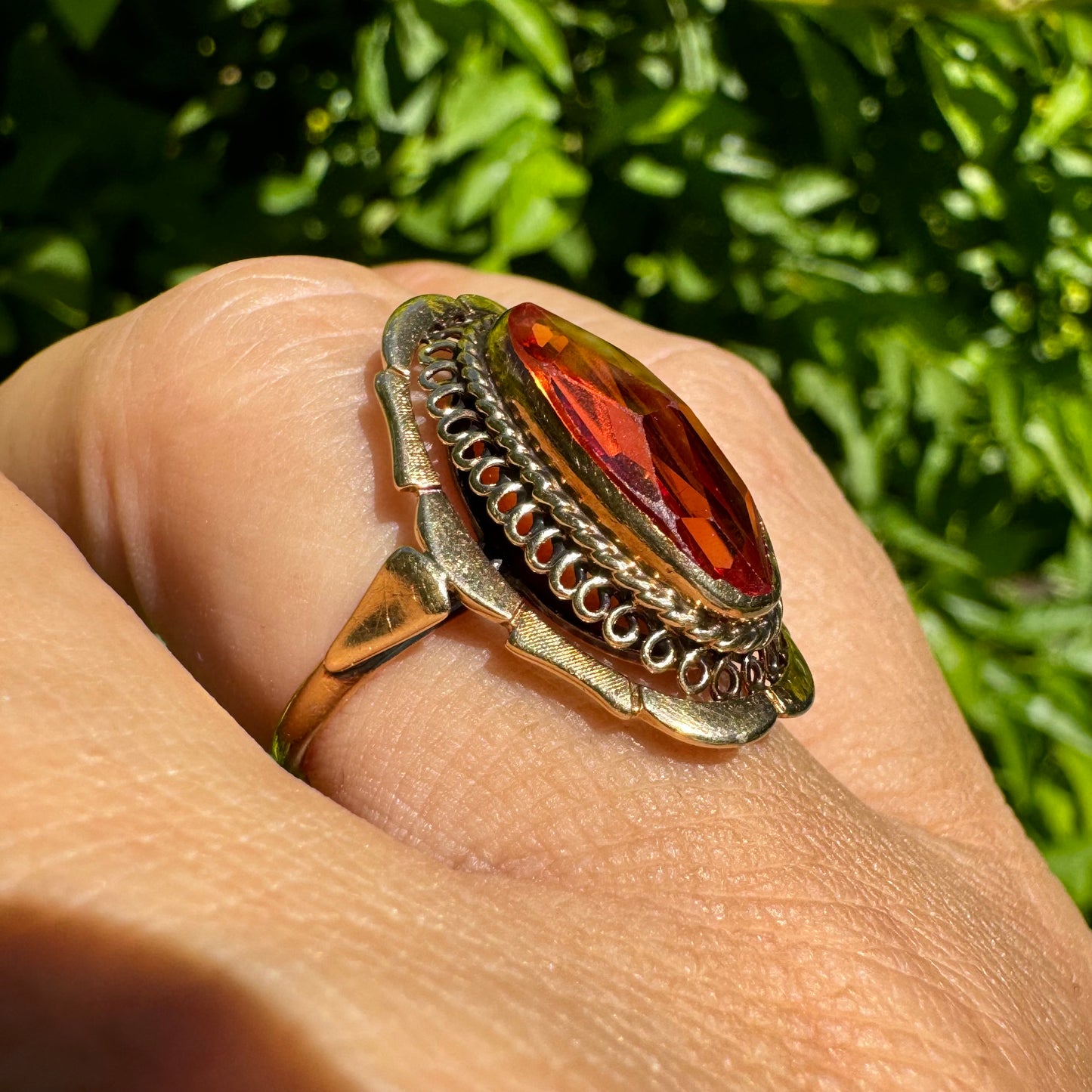 14K gold ring set with Citrine