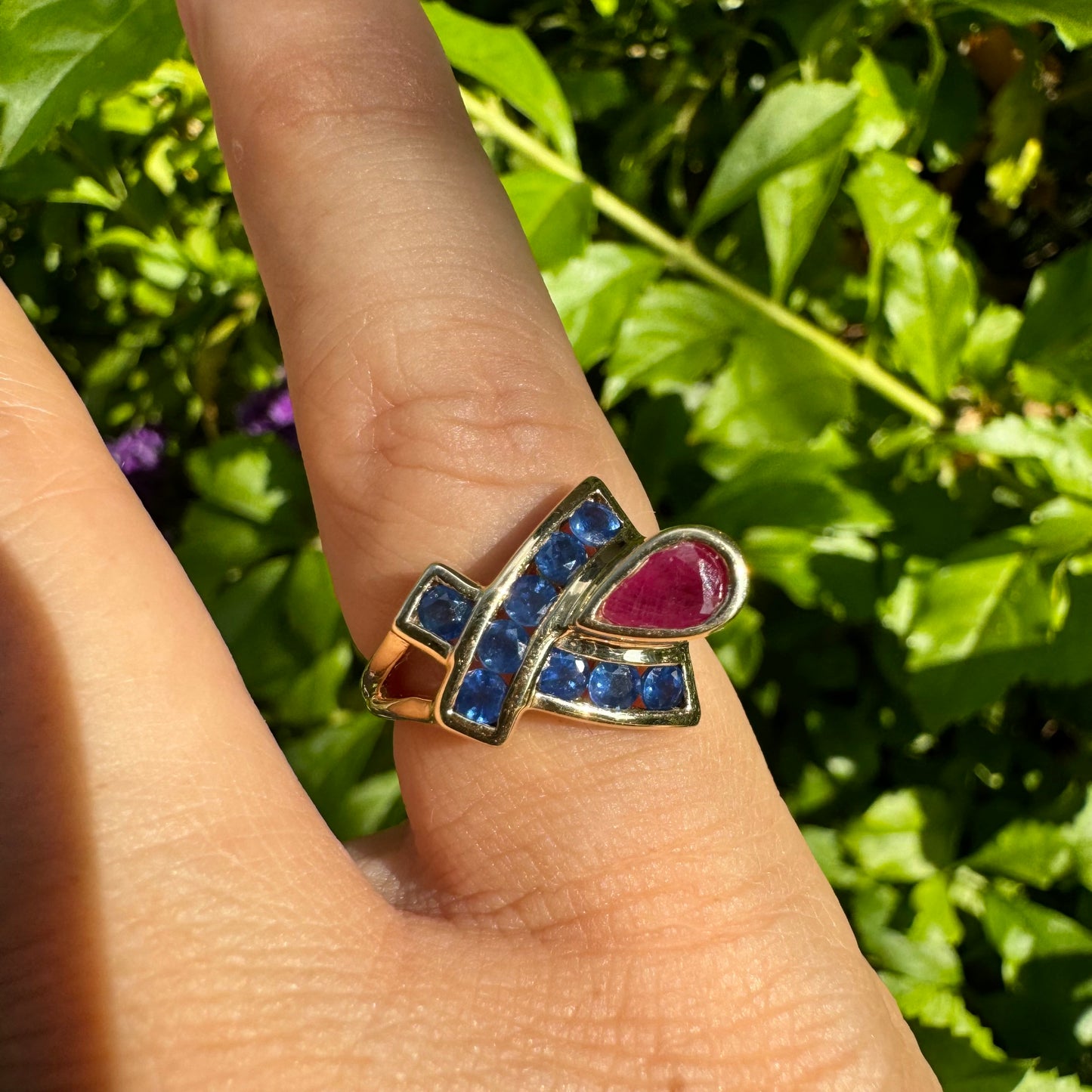 10K gold ring set with Ruby & Sapphire