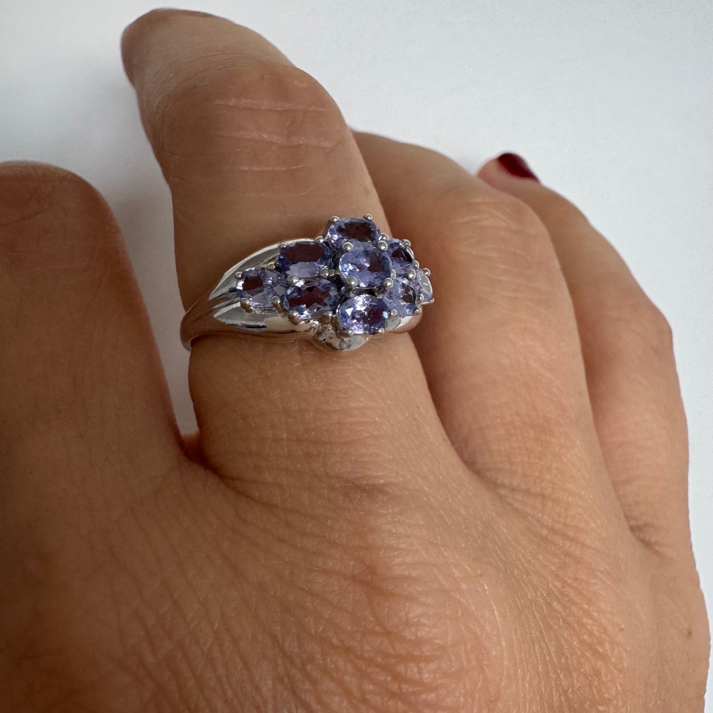 14K gold ring set with Light purple Amethyst stones