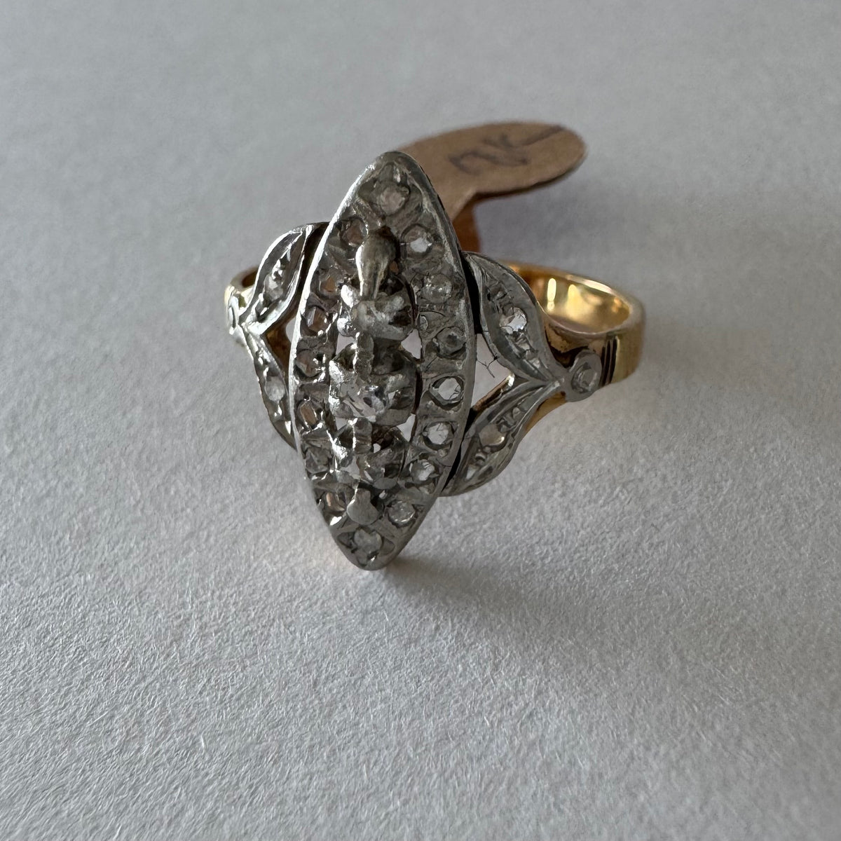 18K Yellow Gold Diamond Ring with a Marquise Design
