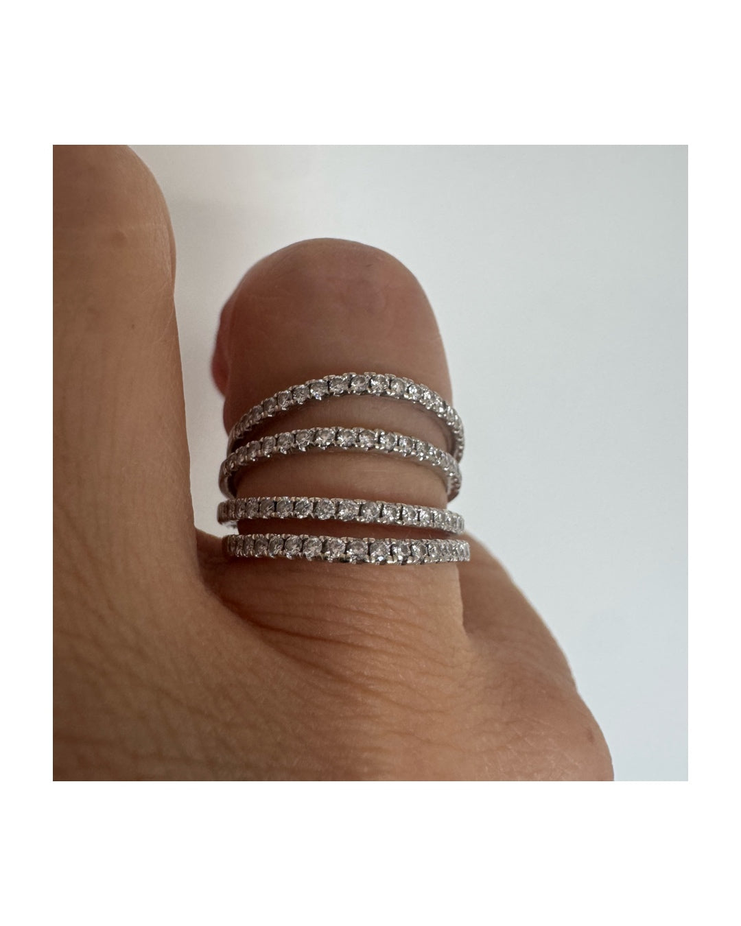 14K gold ring designed with multiple rows of sparkling Diamonds