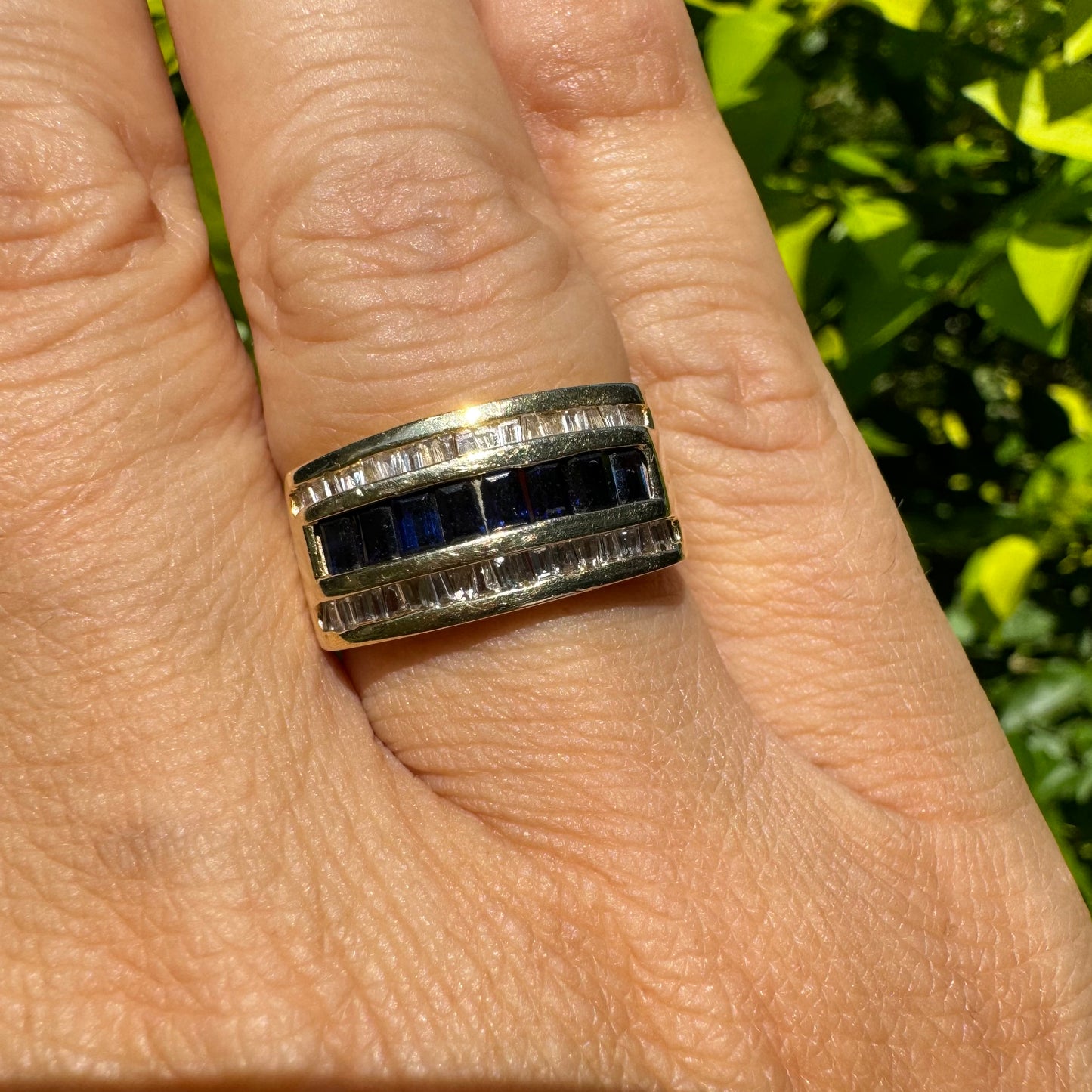 10K gold ring set with Sapphires & Diamonds