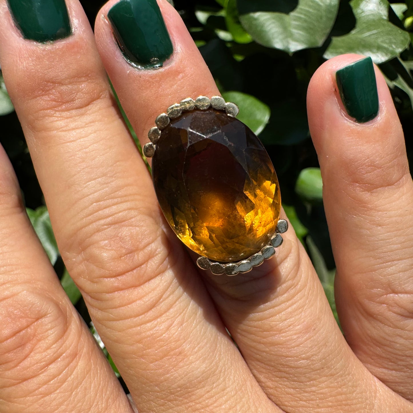 14K gold ring set with Smoky Quartz