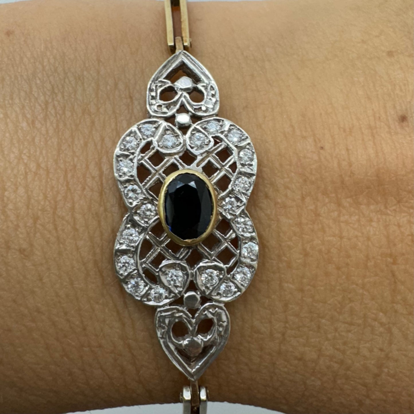 14K gold bracelet with Sapphire & Diamonds