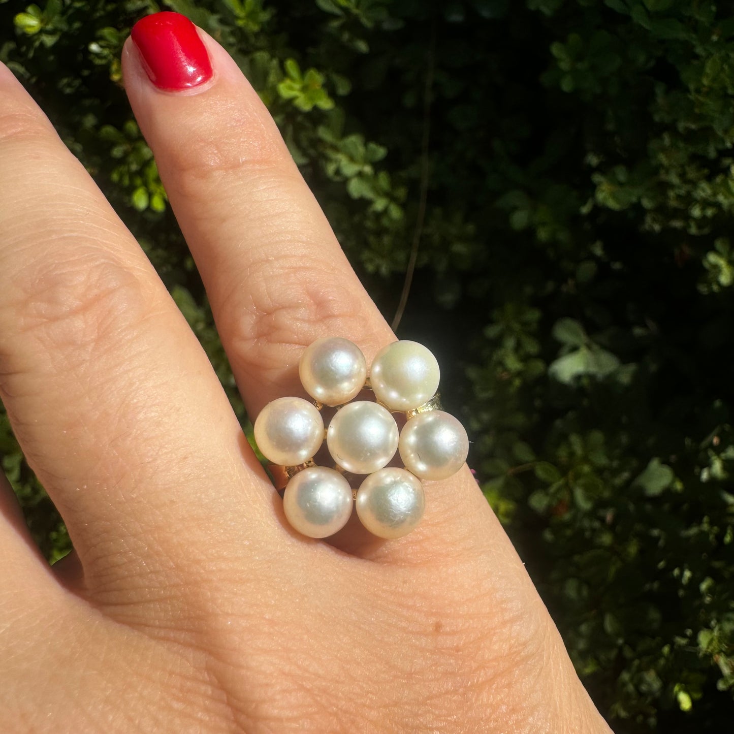 14K Gold Ring Set With 7 Pearls