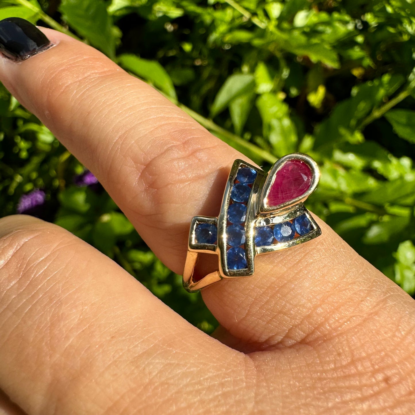 10K gold ring set with Ruby & Sapphire