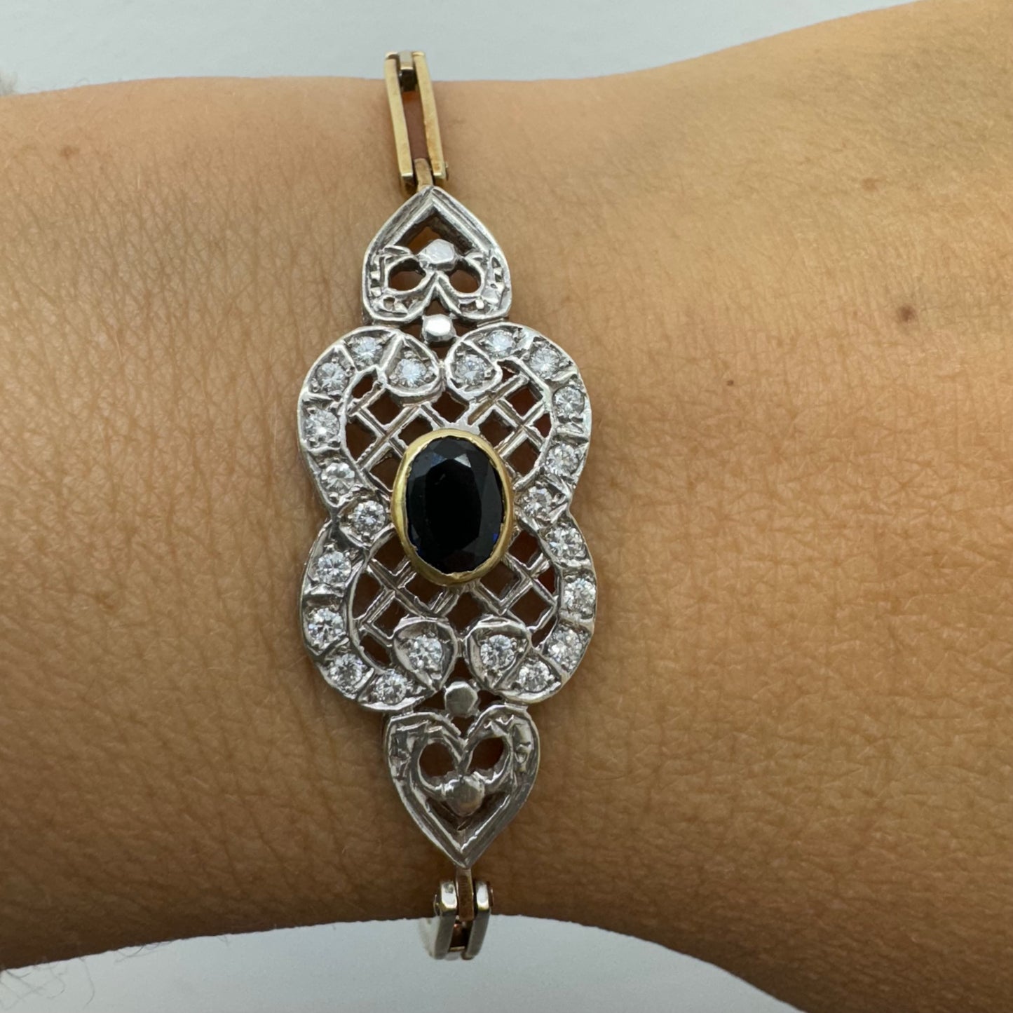 14K gold bracelet with Sapphire & Diamonds