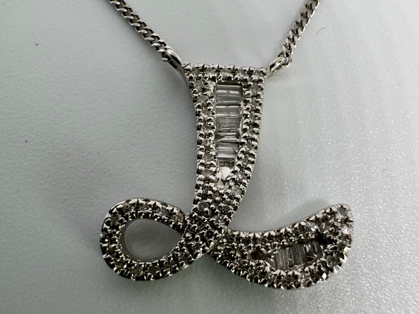 14K gold “L” necklace set with Diamonds