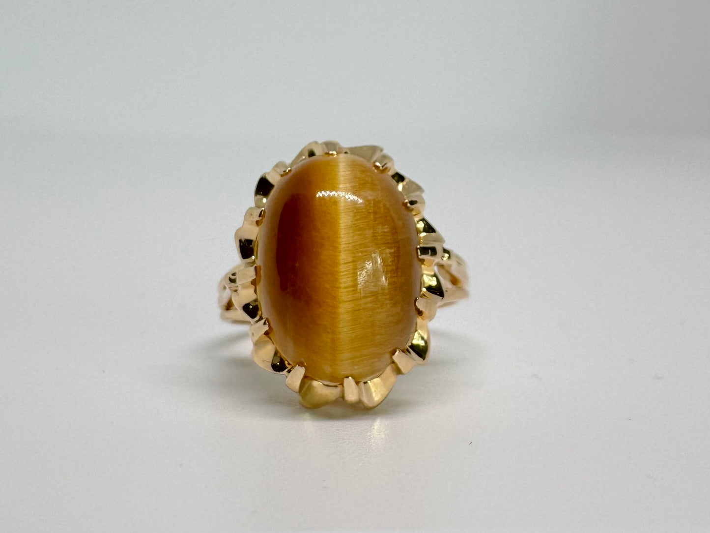 14K gold ring set with Tigers eye