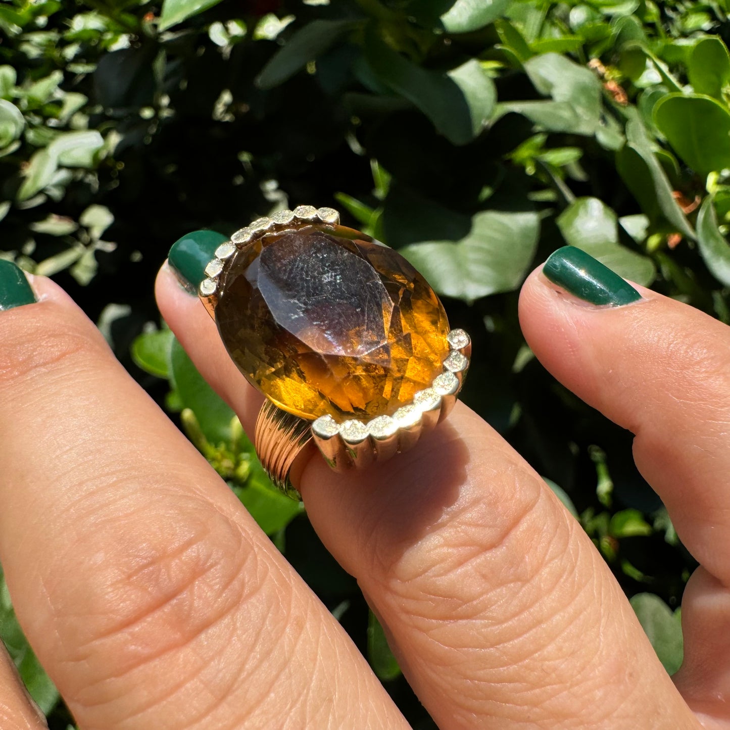 14K gold ring set with Smoky Quartz