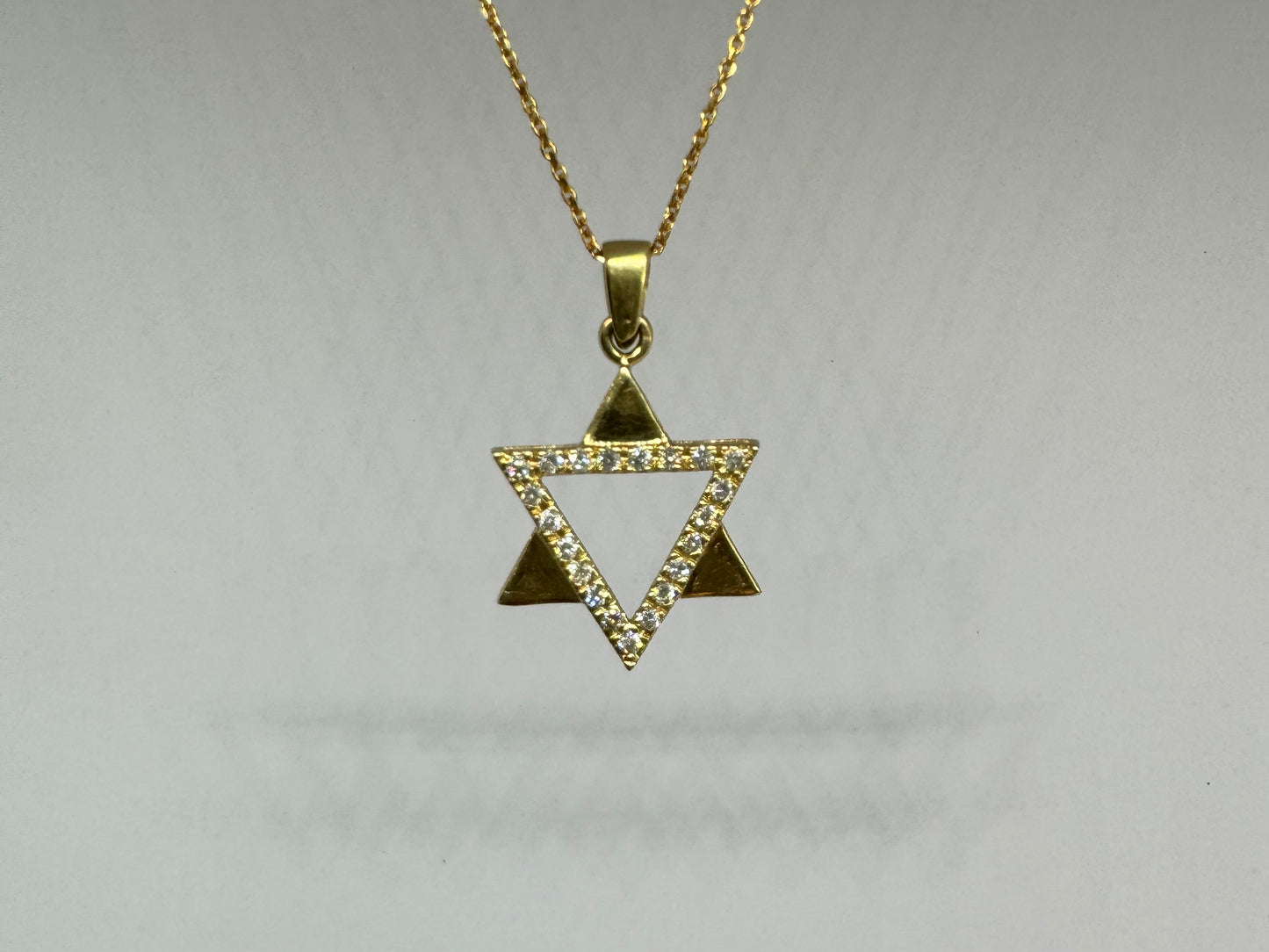 14K gold Star of David Pendant set with Diamonds