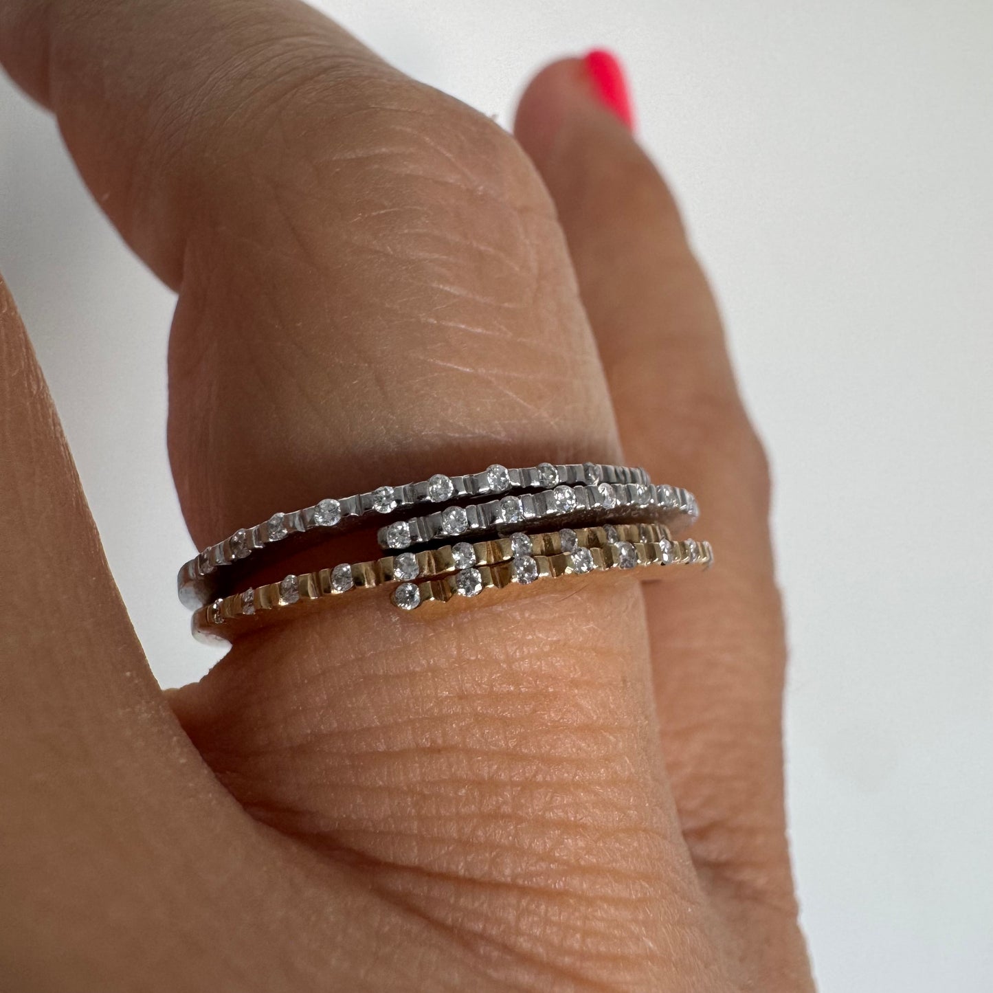 14K two-tone gold ring set with Diamonds