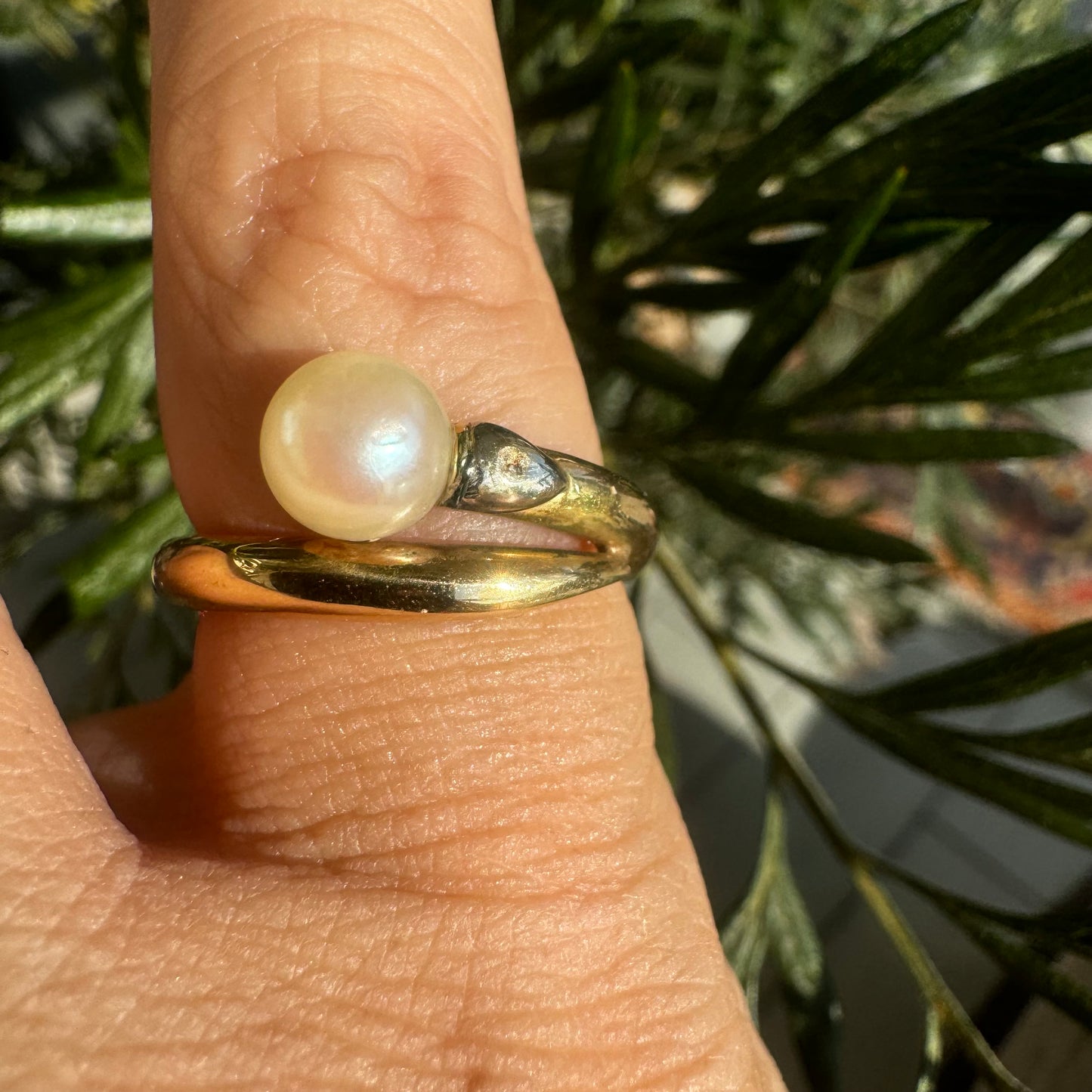 14K gold ring set with Pearl