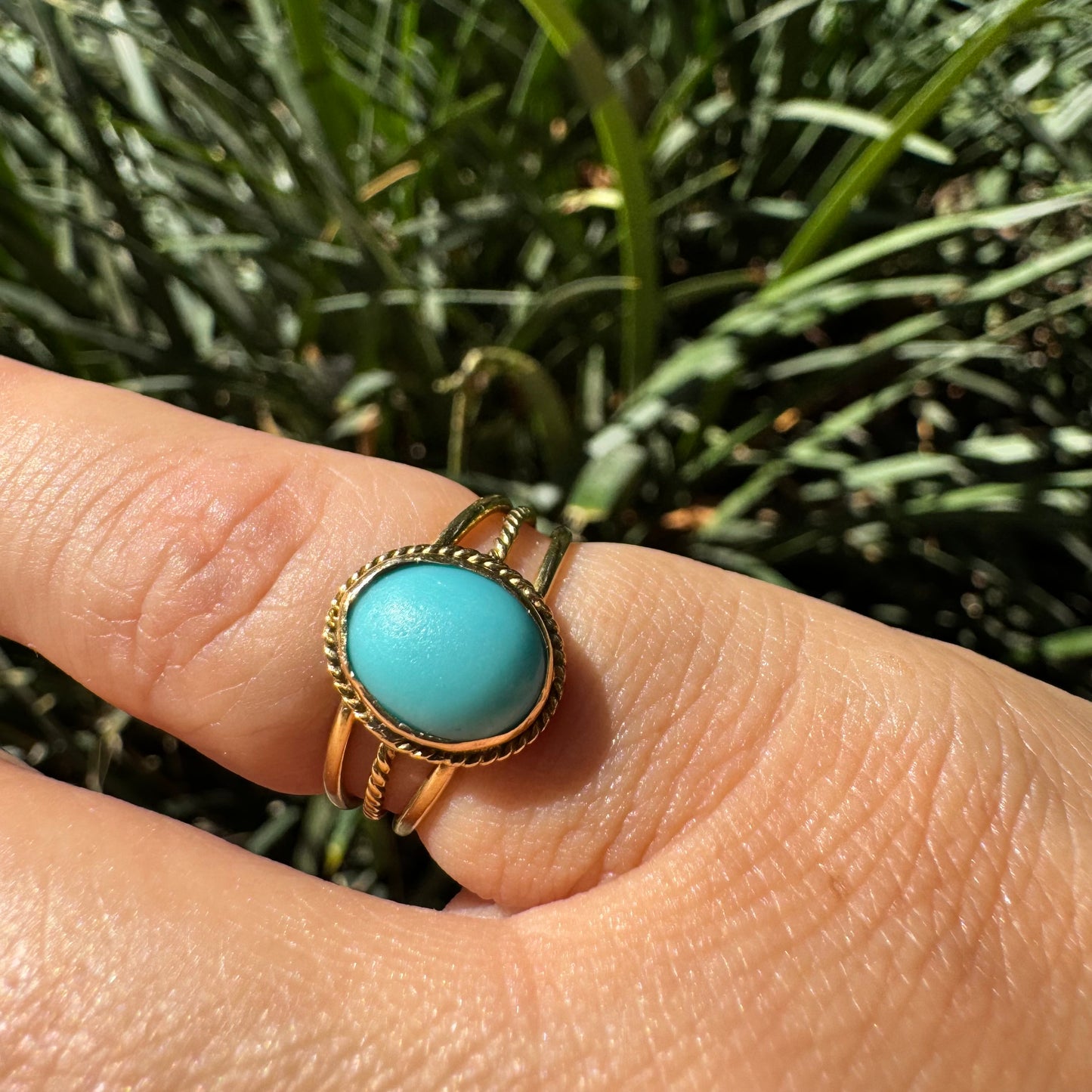 14K gold ring set with Turquoise