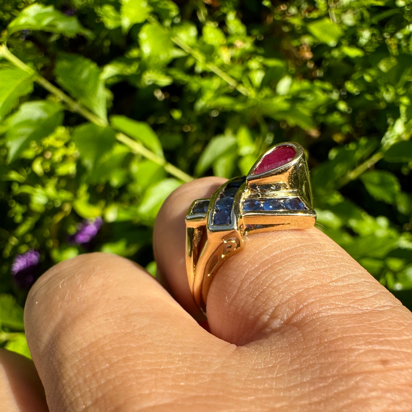 10K gold ring set with Ruby & Sapphire