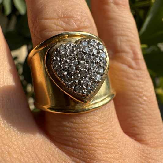 14K gold “Heart” ring set with Diamonds