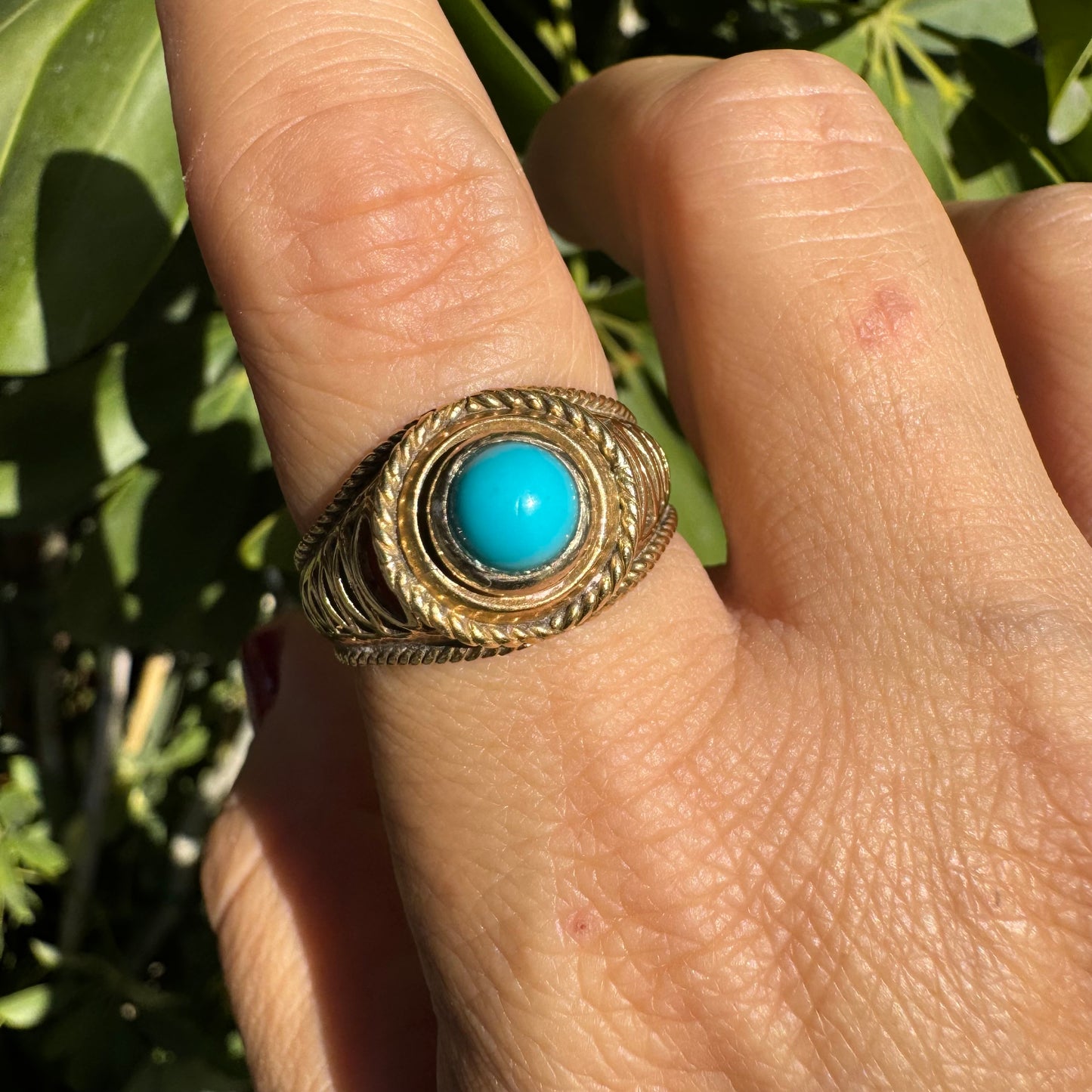 14K gold ring set with Turquoise