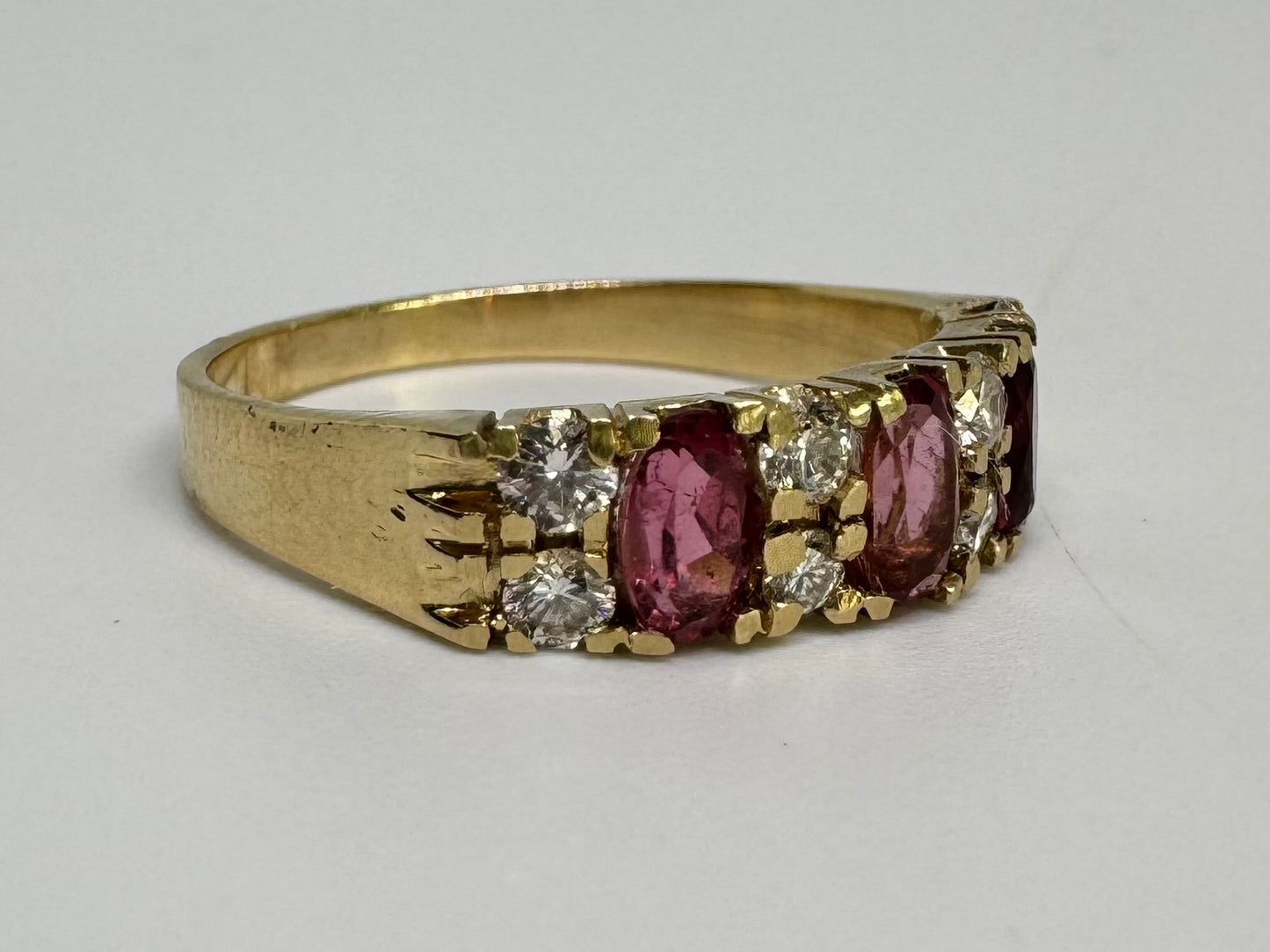 14K gold ring set with Pink Tourmaline & Diamonds