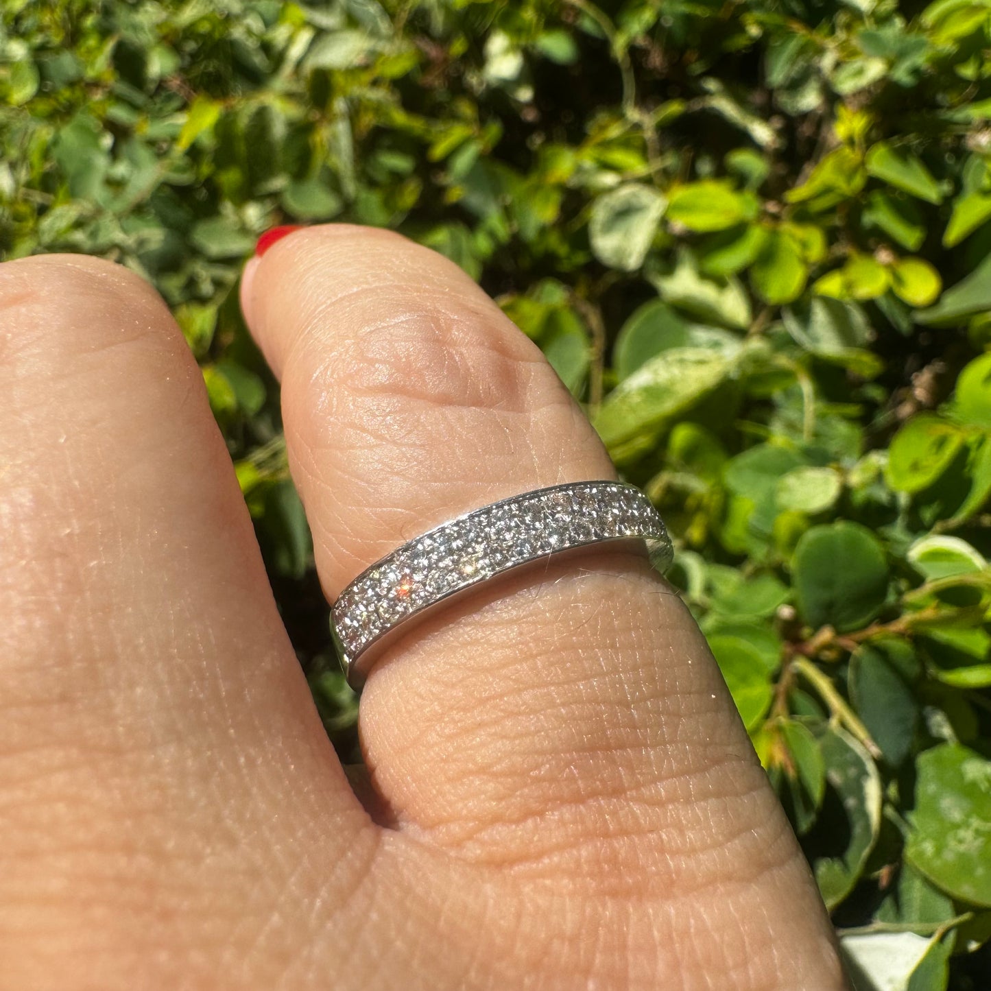 14K gold Half- Eternity ring set with Diamonds