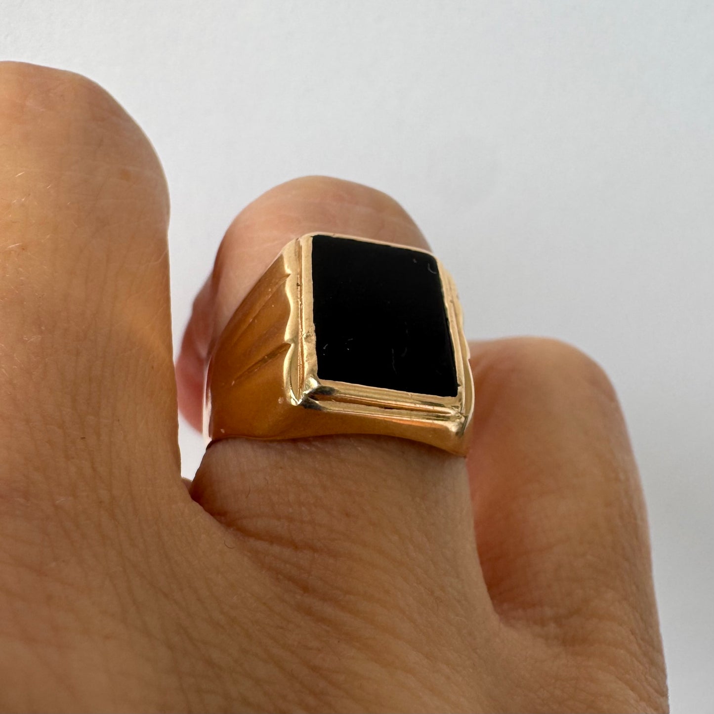 14K gold ring set with Black Onyx