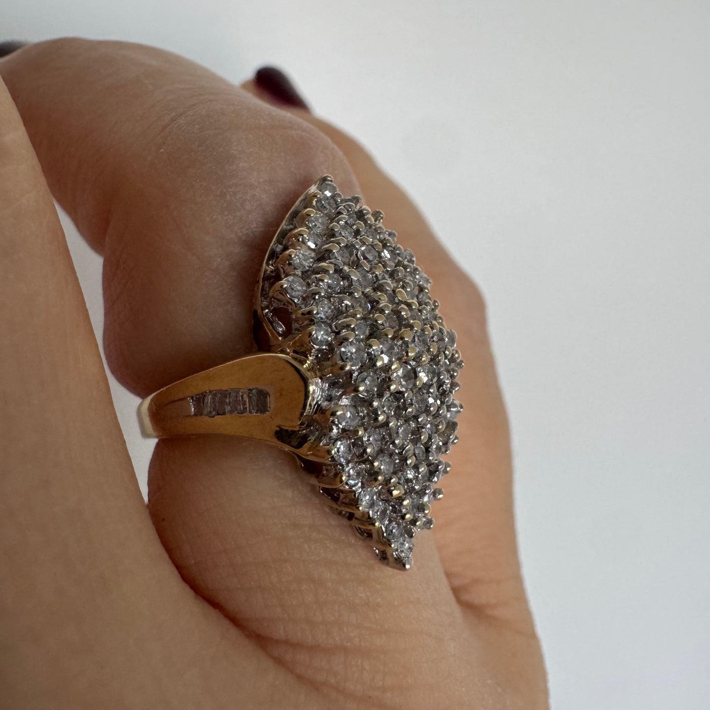 14K yellow gold ring set with Diamonds