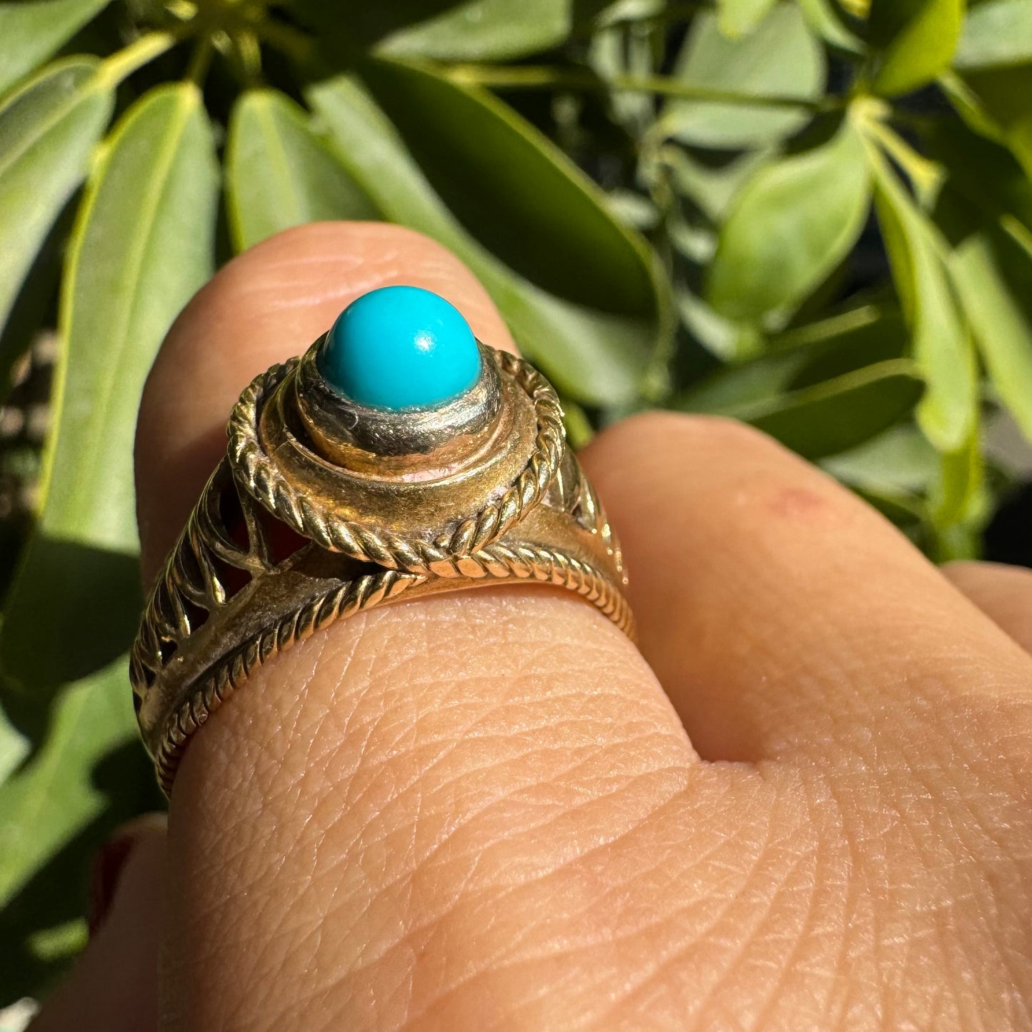 14K gold ring set with Turquoise