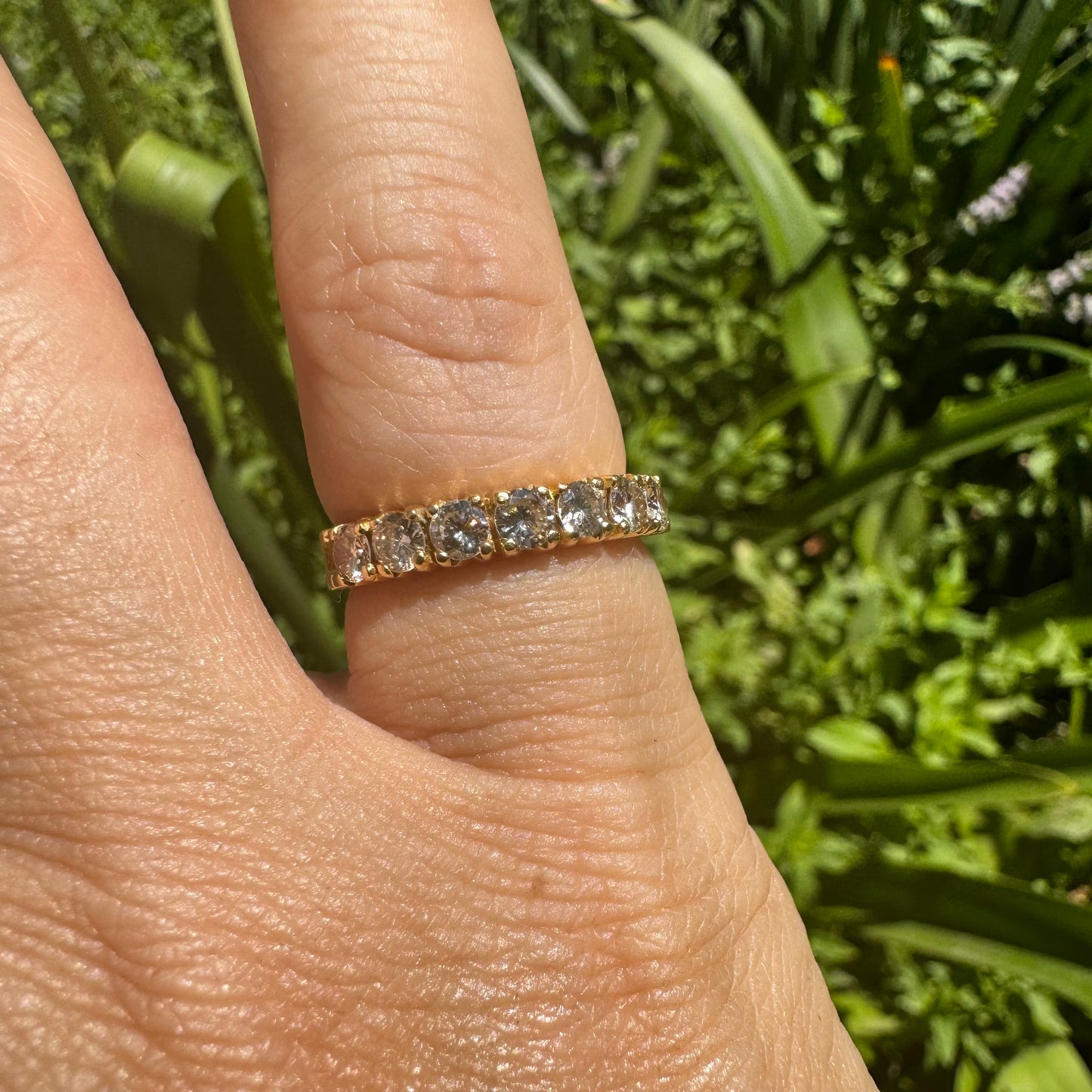 18K gold Half Eternity gold ring set with Diamonds