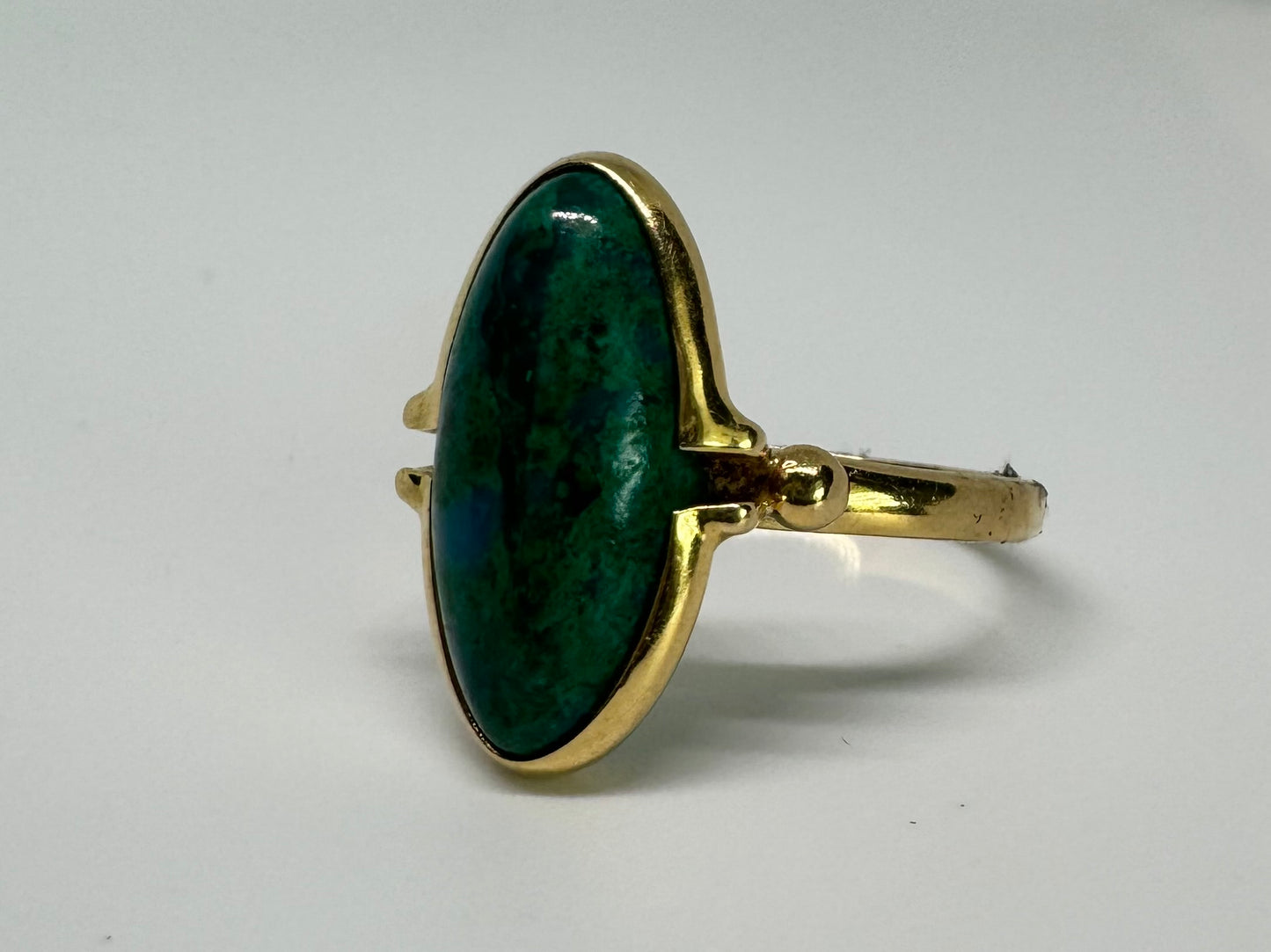 14K gold ring set with Eilat gemstone