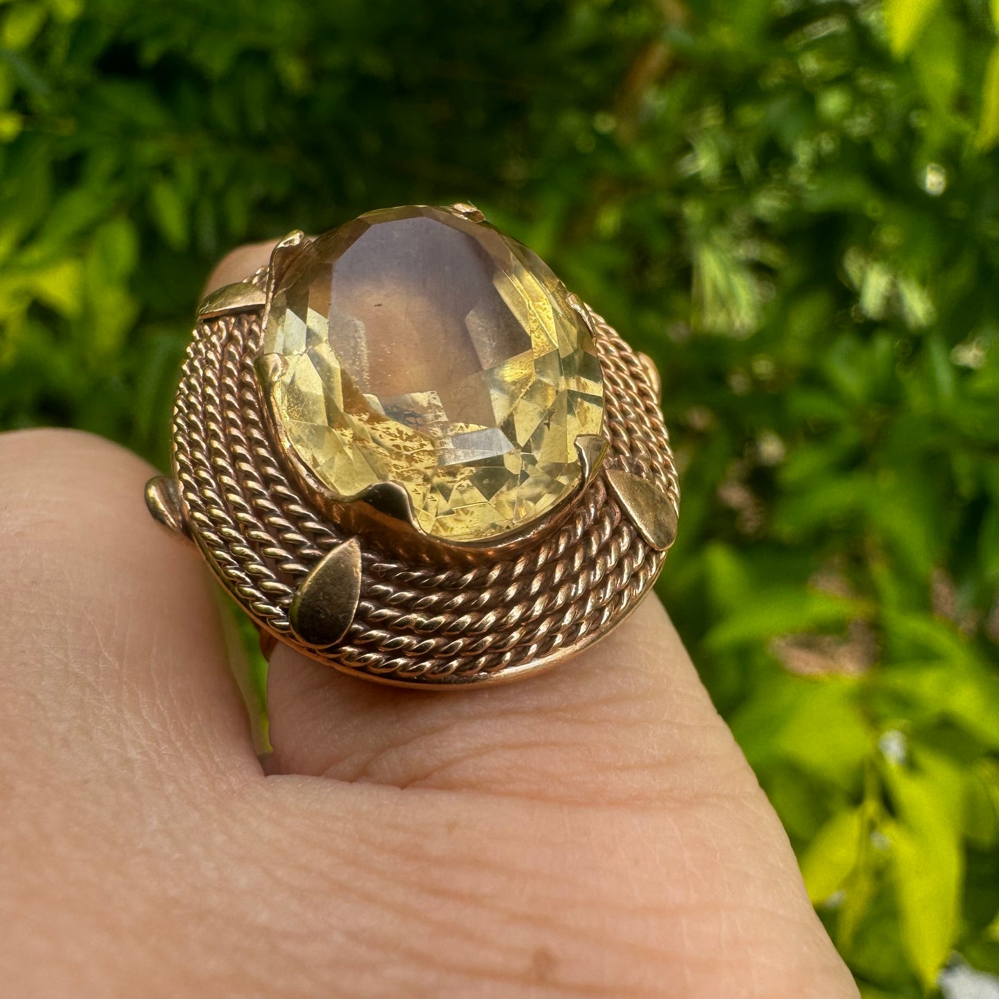 14K gold ring set with Smoky Quartz