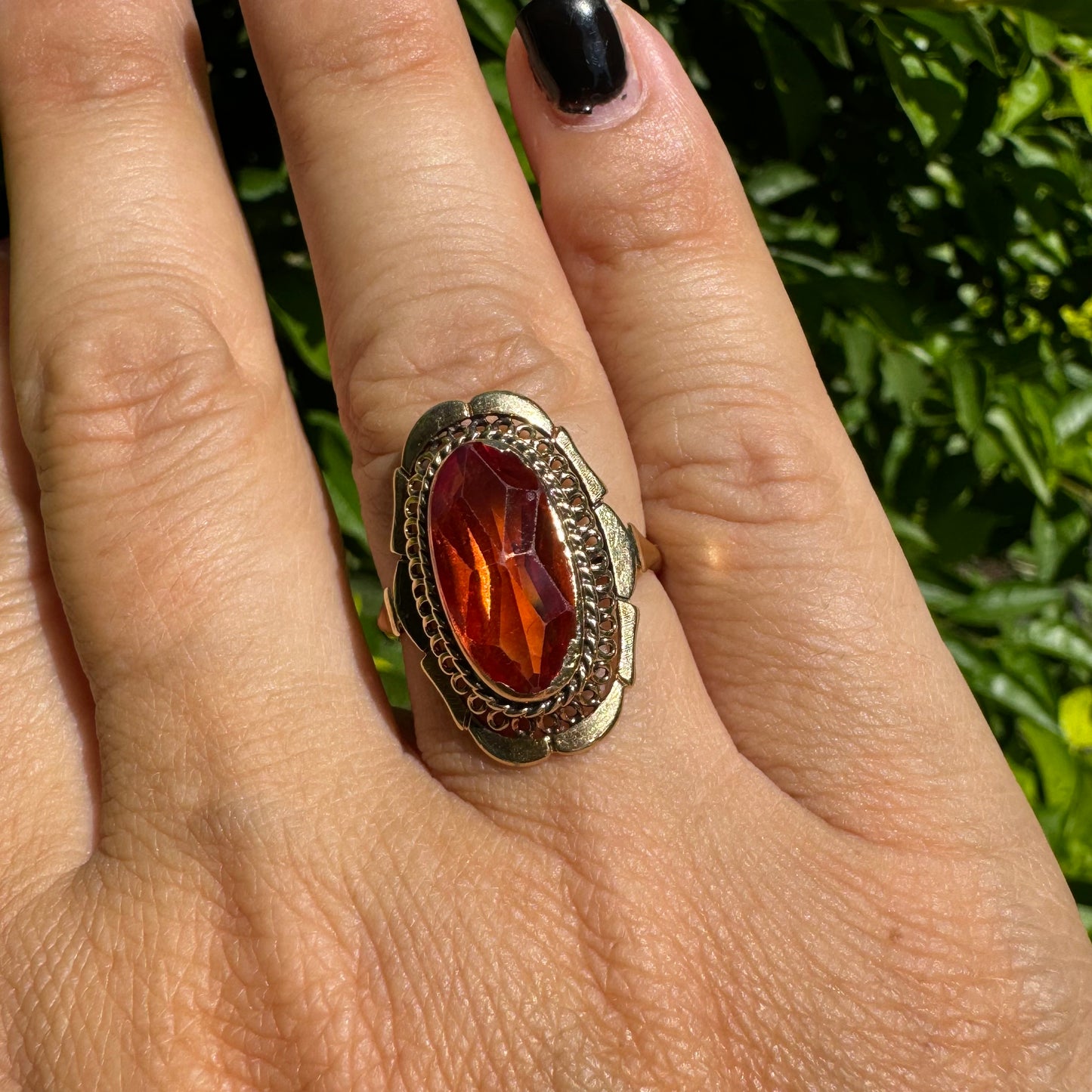 14K gold ring set with Citrine