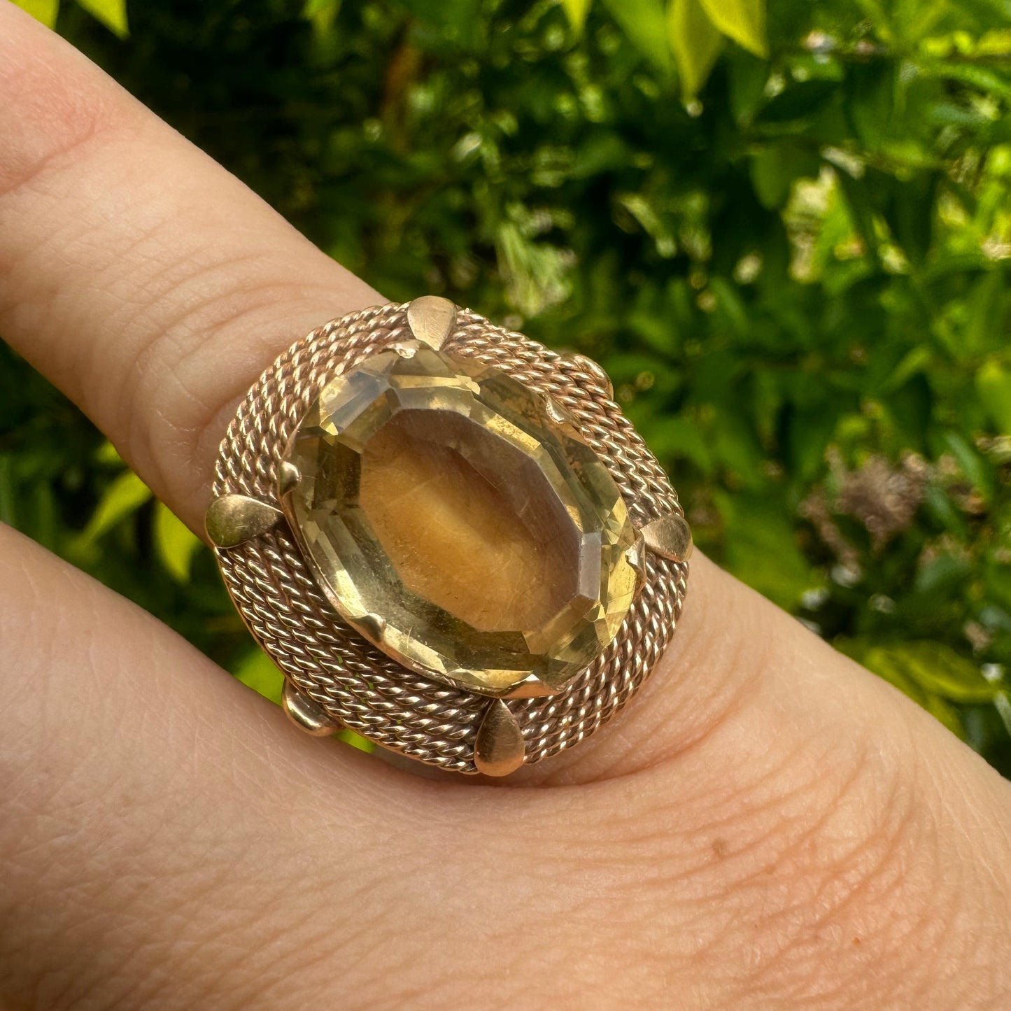 14K gold ring set with Smoky Quartz