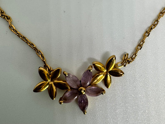 14K gold Necklace set with Amethyst