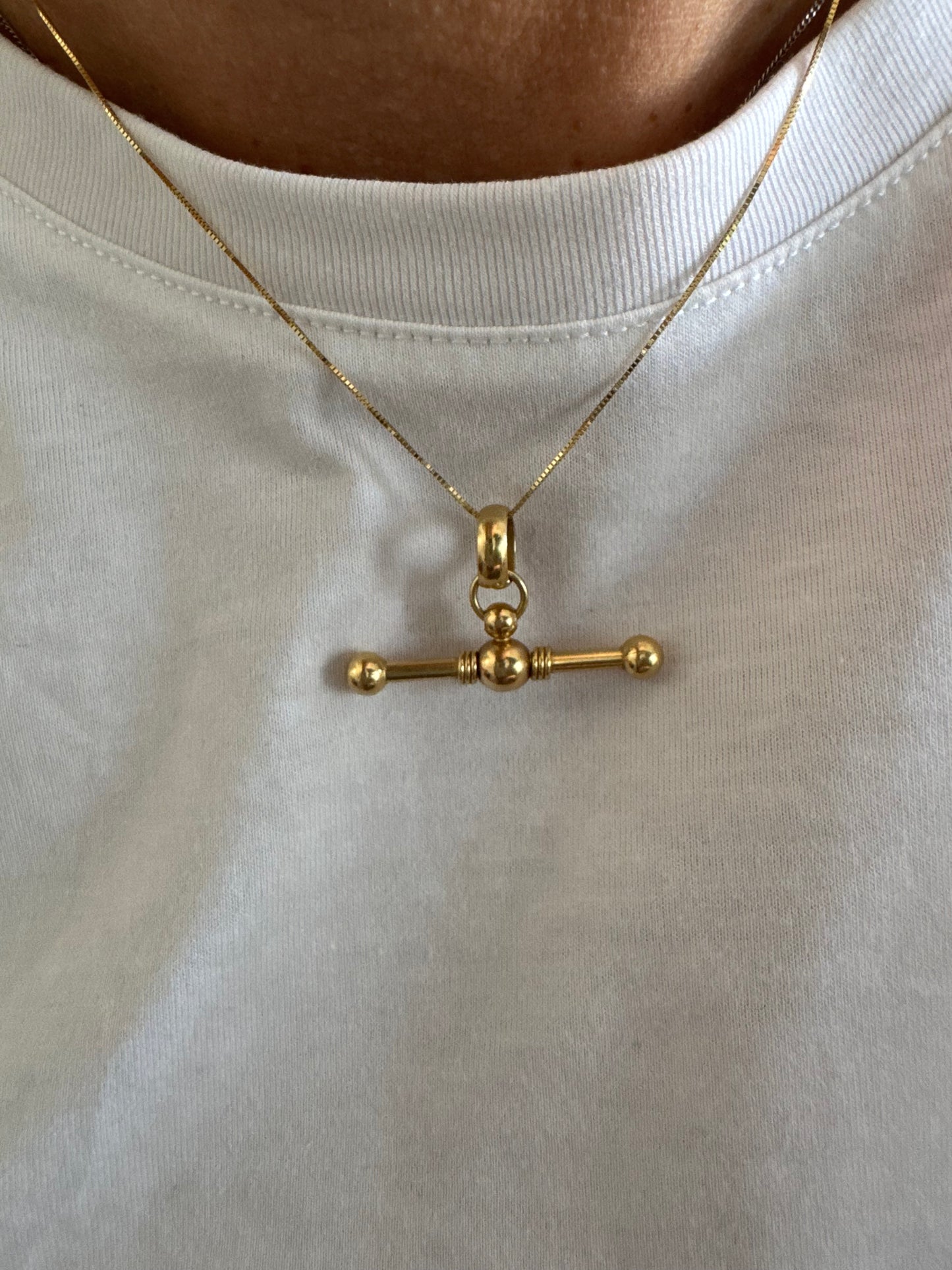 14K gold classic bar pendant