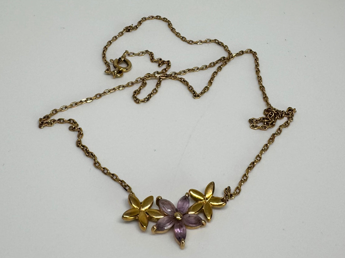 14K gold Necklace set with Amethyst