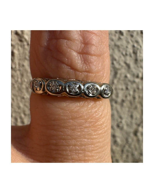 14K gold ring set with diamonds.