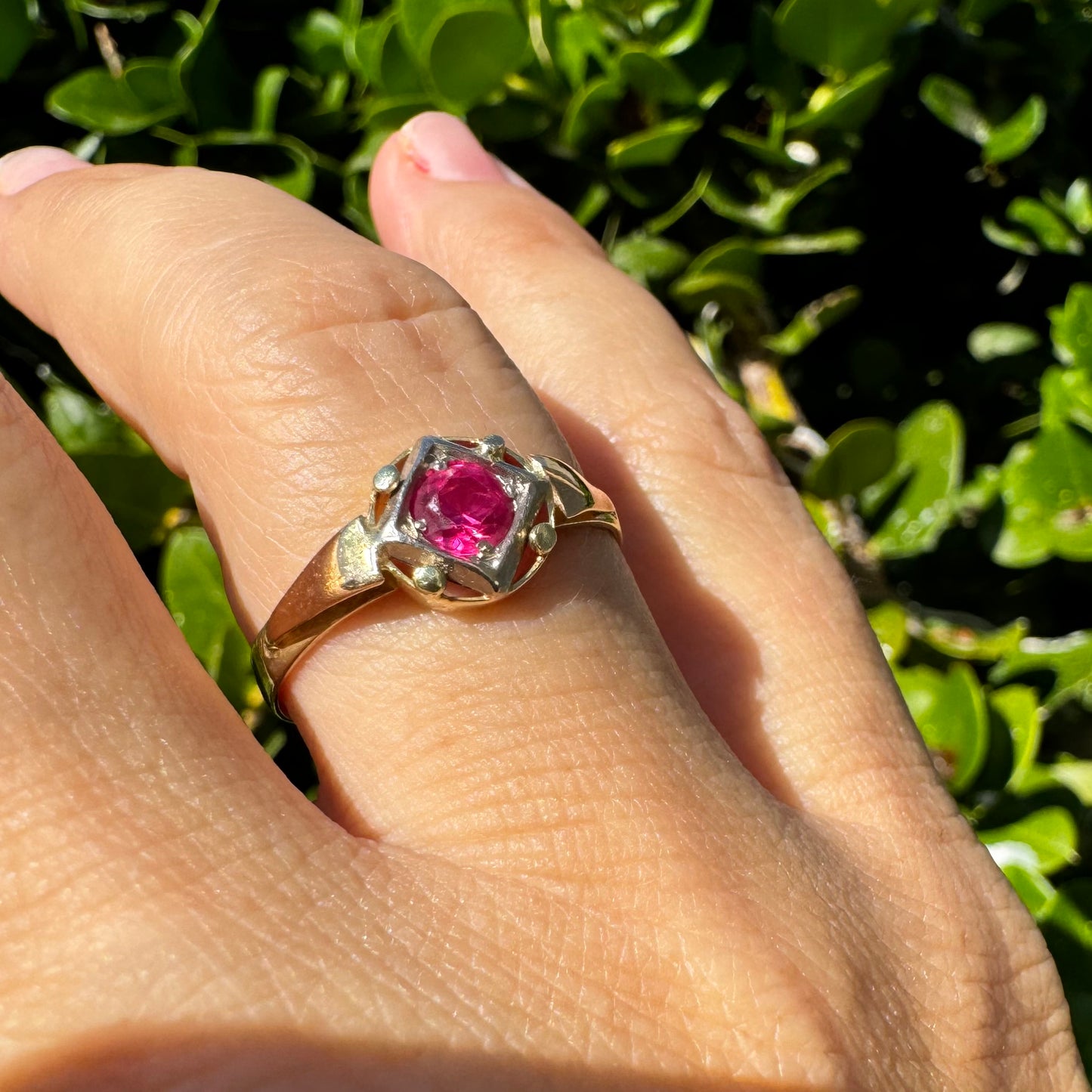 14K gold ring set with Ruby