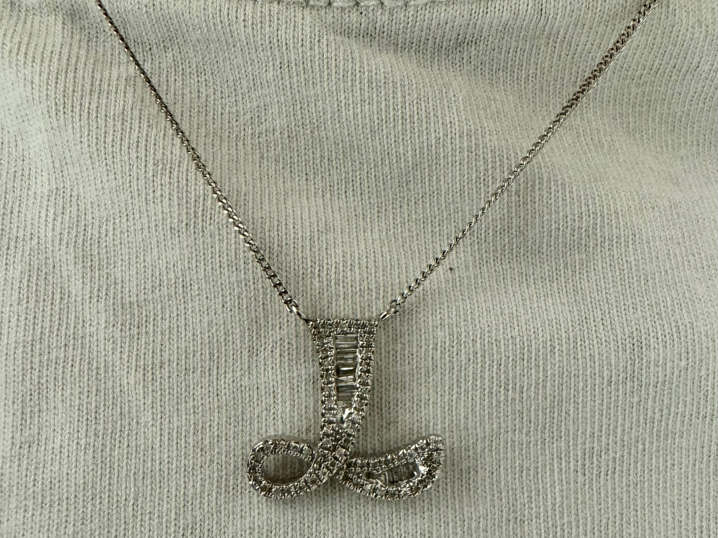 14K gold “L” necklace set with Diamonds