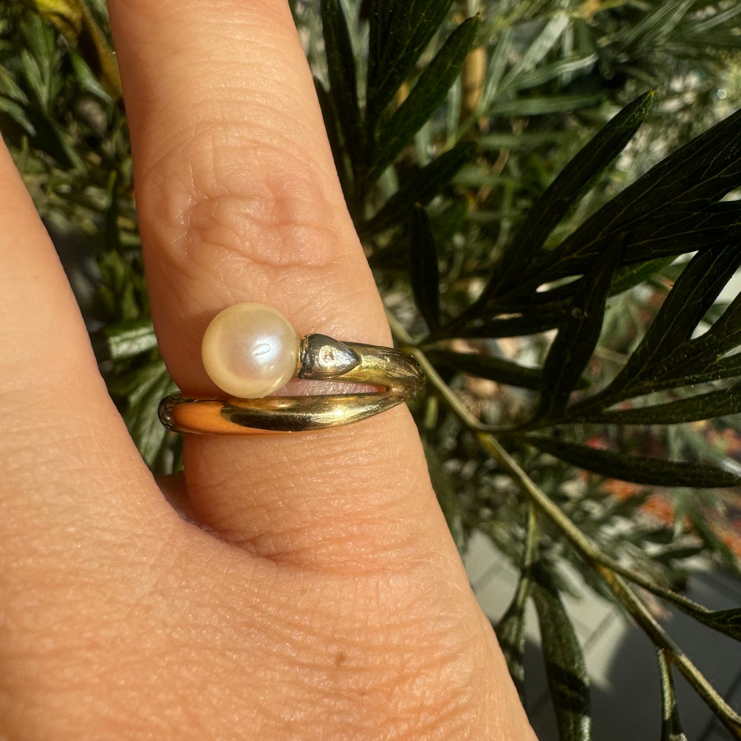 14K gold ring set with Pearl