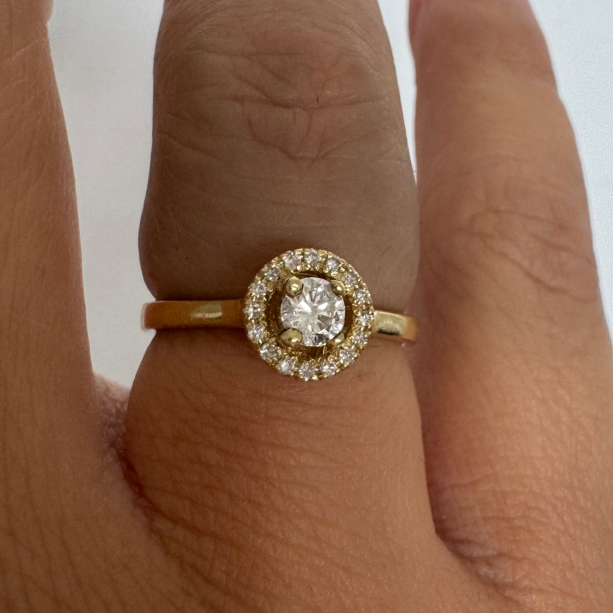 14K Yellow Gold Diamond Halo Ring