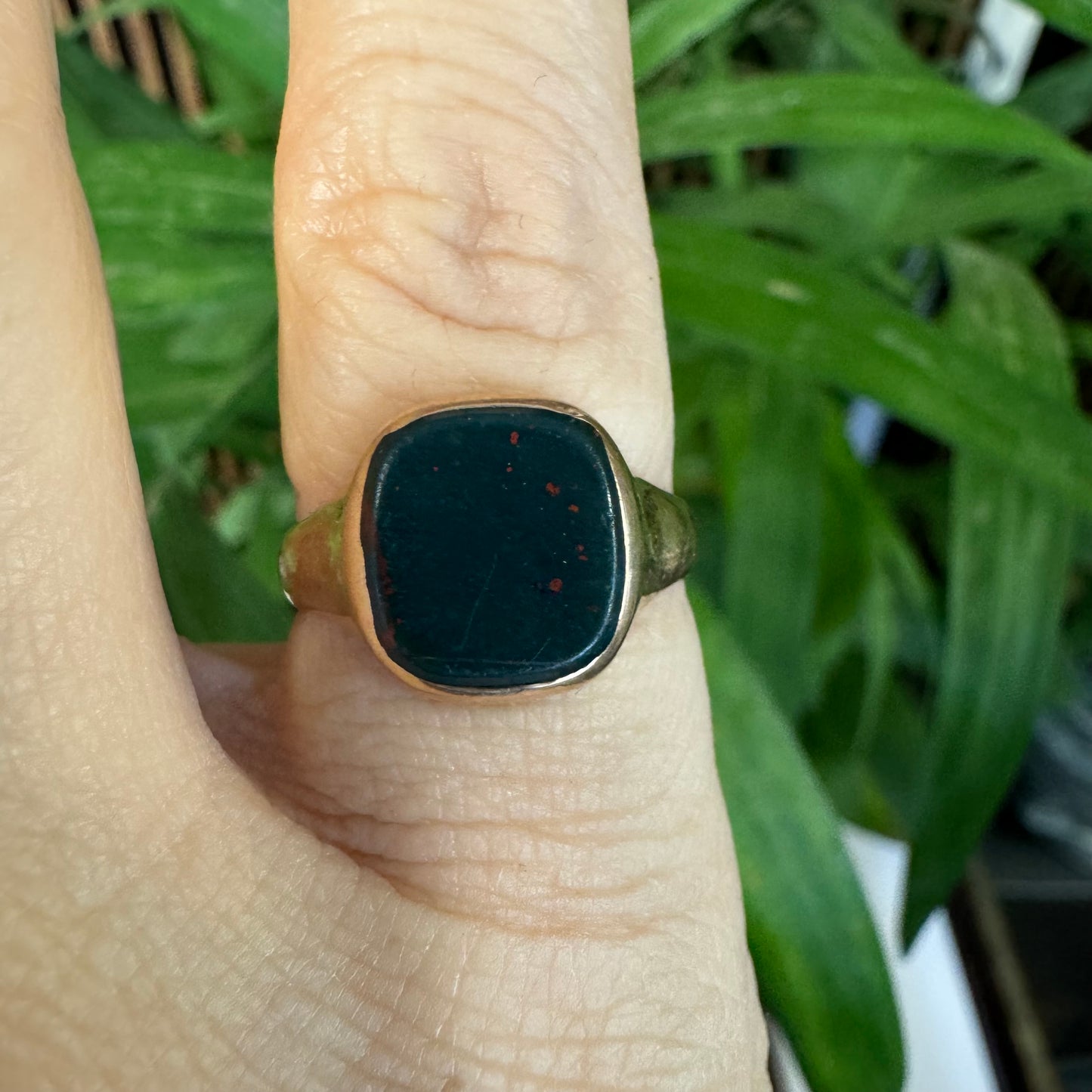 14K gold ring set with Bloodstone