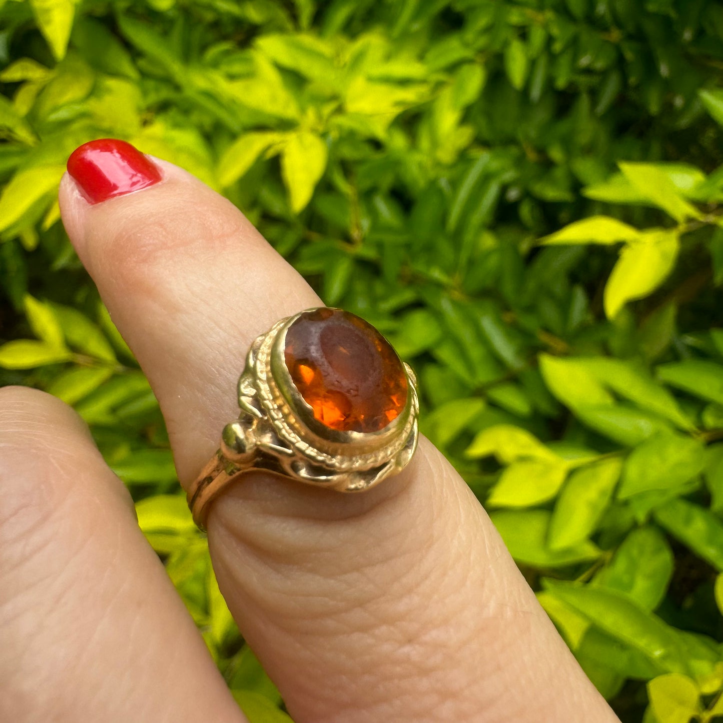 14K gold ring set with Citrine