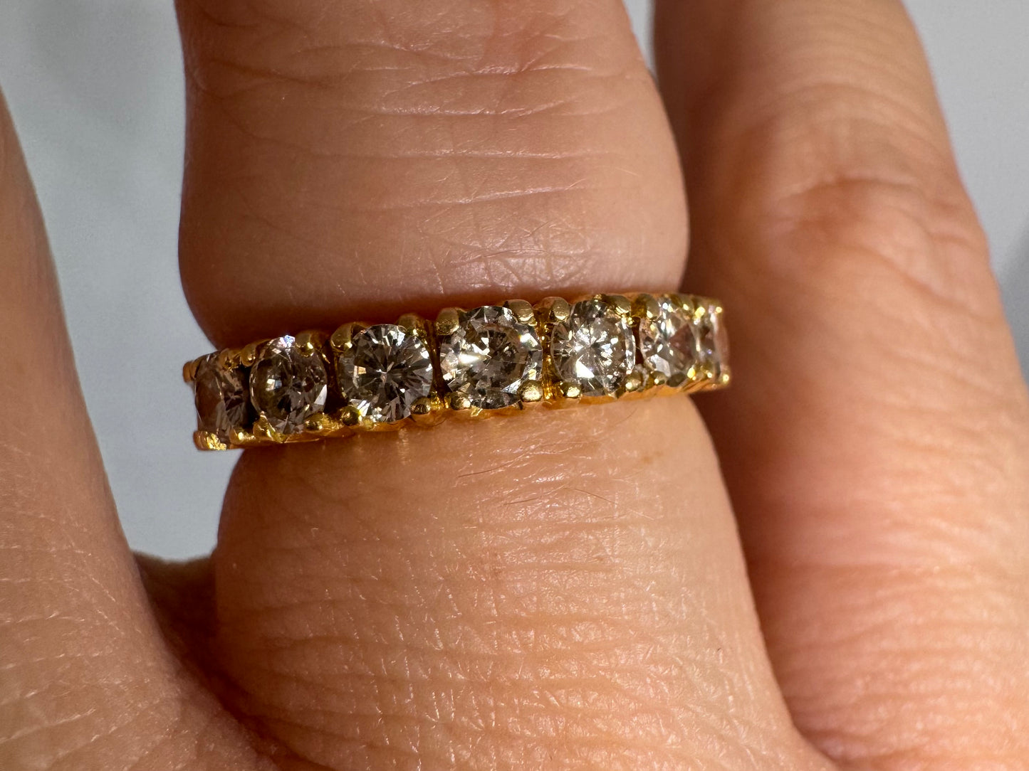 18K gold Half Eternity gold ring set with Diamonds