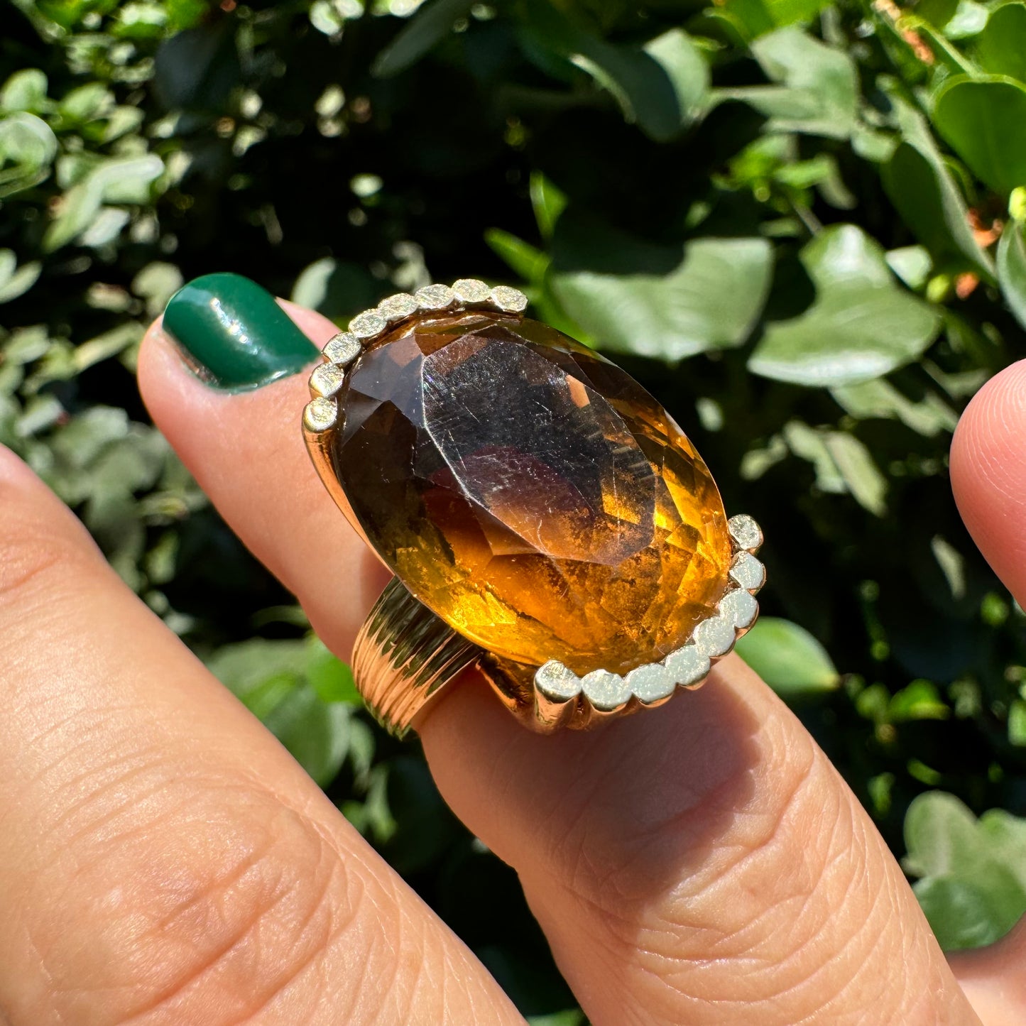 14K gold ring set with Smoky Quartz