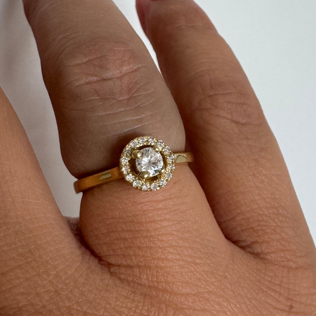 14K Yellow Gold Diamond Halo Ring
