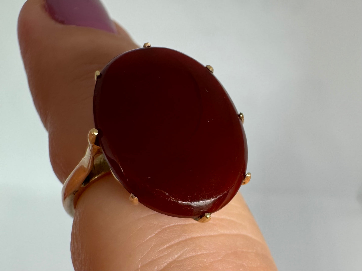 14K gold ring set with Carnelian